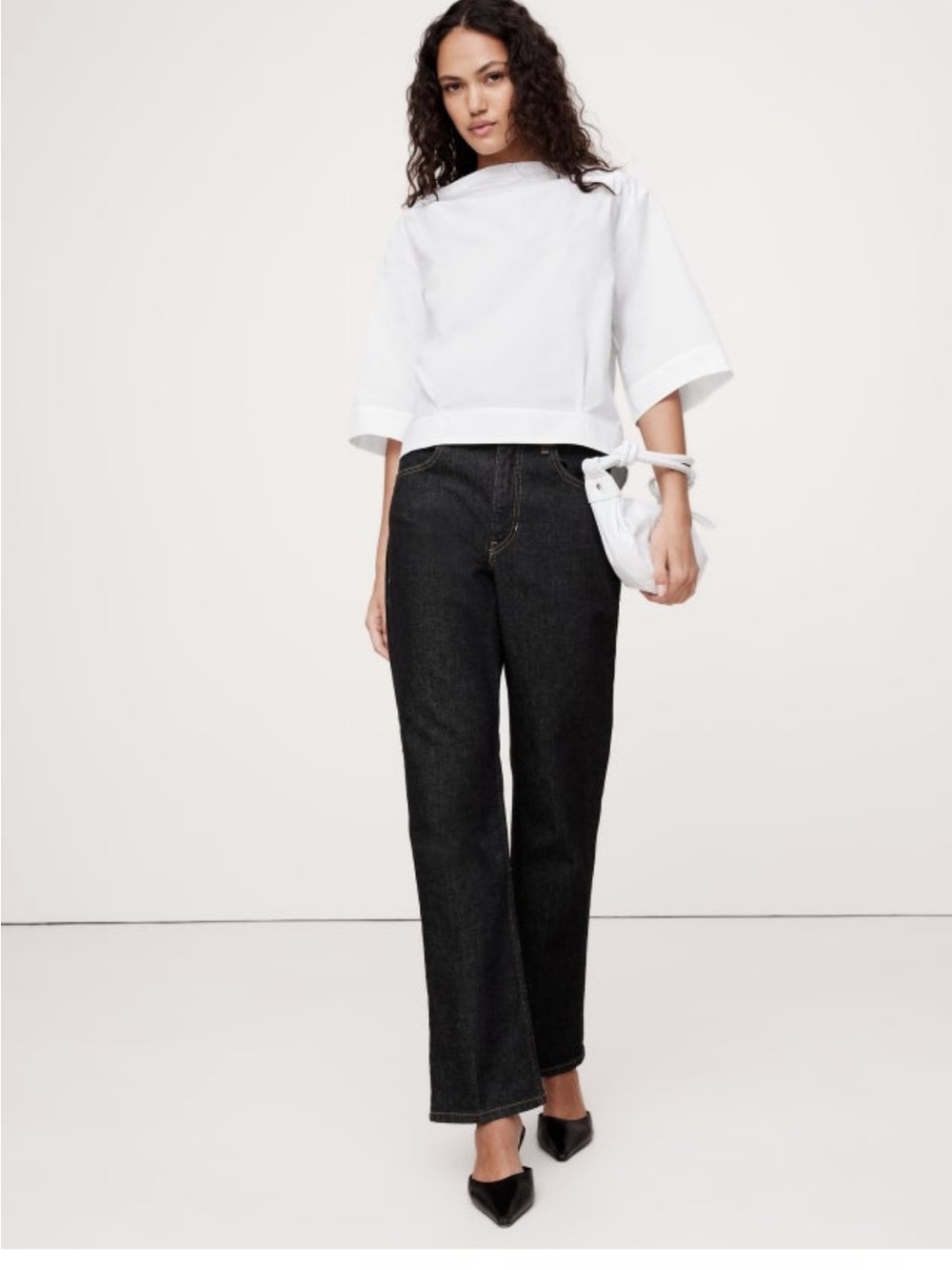 Banana Republic Oversized Cotton Poplin Boat-Neck Top — NWT